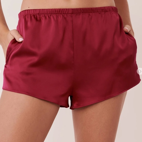 La Vie en Rose LUXURY EDITION Satin Shorts - Red Wine - Picture 3 of 8